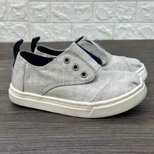 TOMS Cordones Cupsole Trainer Shoes Slip On Gray Canvas Kids 8 Casual Minimalist